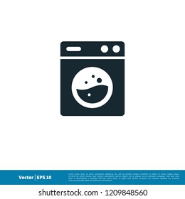 laundry wash macine icon vector logo template