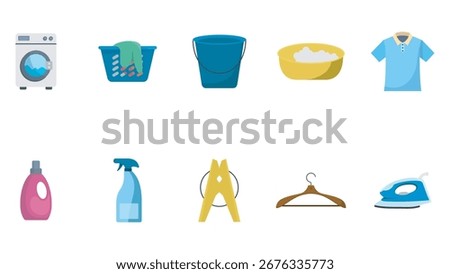 Laundry, wash, stain icon collection vector design illustration template in trendy style