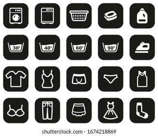 Laundry Or Washing Clothes Icons White On White Flat Design Set Big