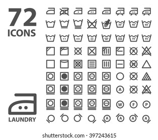 Laundry and washing icon set. isolated grey on white background