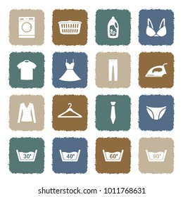 Laundry Washing Icons. Grunge Color Flat Design. Vector Illustration.