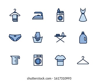 Laundry, Washing, Iron. Vector Icon Set.