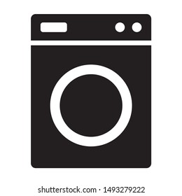 Laundry washing machine or clothes washer flat vector icon for apps and websites