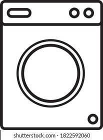 Lavadora de lavado o lavadora de ropa línea de arte icono vectorial