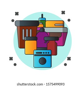 Laundry Washing Machine Illustration, Vector