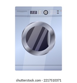 Laundry washing machine isolated on white background. House hold laundromat appliance. Design, image of domestic cleaning technology. Collection realistic mockups home appliances. Vector illustration