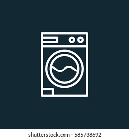 Laundry, washing machine line icon, outline vector sign, linear white pictogram. Symbol, logo illustration