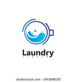 Logotipo de lavadora de lavado con círculo para su icono comercial de lavandería