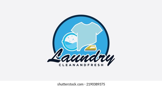 laundry washing machine logo with creative concept for you laundry businees icon