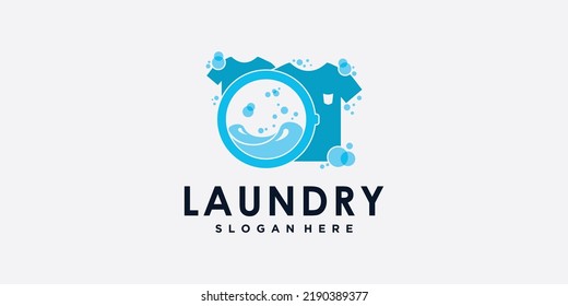 laundry washing machine logo with creative concept for you laundry businees icon