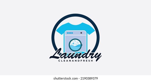 laundry washing machine logo with creative concept for you laundry businees icon