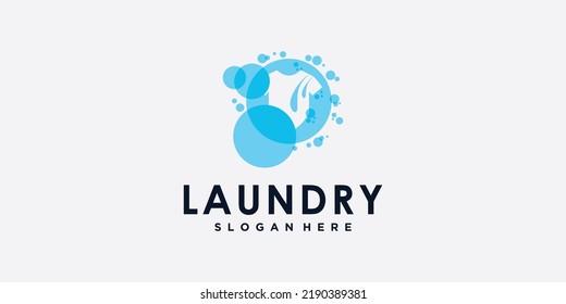laundry washing machine logo with creative concept for you laundry businees icon