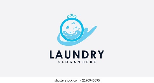 laundry washing machine logo with creative concept for you laundry businees icon