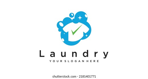 Laundry washing machine logo with  for your laundry business Premium vector