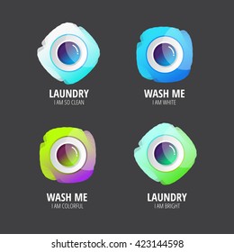 Laundry Washing Machines Vector Icon Set