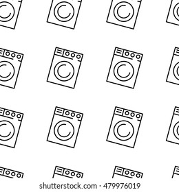 Laundry and washing seamless pattern in modern style. Housework and cleaning elements for websites, brochures, UI and others. Vector illustration on a white background. 