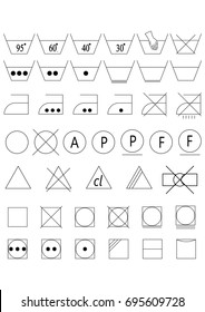 Laundry  washing symbol vector icon set. Line icon set on white background