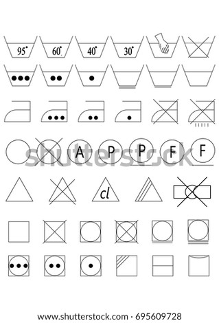 Laundry  washing symbol vector icon set. Line icon set on white background