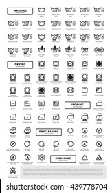 Laundry washing symbols icon set, vector illustration