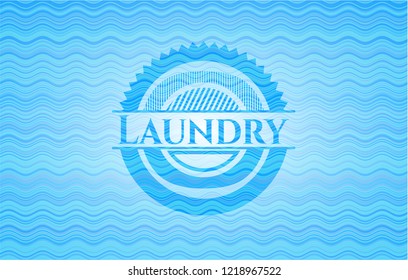 Laundry water wave badge background.