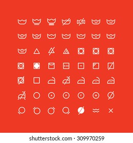 Laundry white icons set on red background