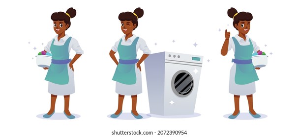 Laundry Woman Mascot With White Uniform for mascot laundry