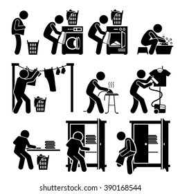 Laundry Works Washing Clothes Pictogram