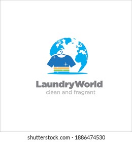 Logo der Waschsalon-Welt-Designs einfach, modern, schnell und sauber