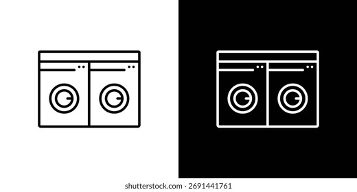 Laundry zone icon in black line illustration. Design logo for app, UI.