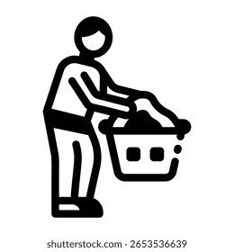 WäschereiEin lineares Stil-Symbol, das die Wäsche darstellt

