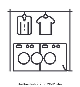 laundry,washhouse vector line icon, sign, illustration on background, editable strokes