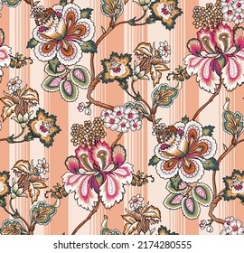 Laura Floral Fabric textile pattern Wallpaper in vector