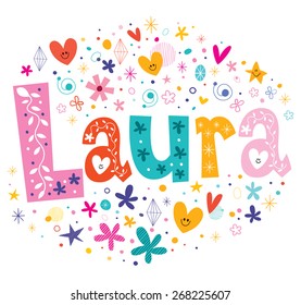 Laura girls name decorative lettering type design