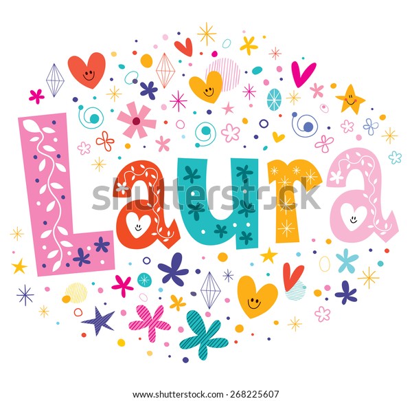 Laura Girls Name Decorative Lettering Type Stock Vector (Royalty Free ...