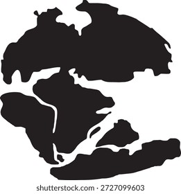 Mapa Sólido Do Continente Laurasia Gondwana, Eras Paleozoicas E Mesozoicas, Placas Tectônicas