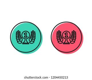 Laureate award line icon. Winner prize symbol. Prize with Laurel wreath sign. Positive and negative circle buttons concept. Good or bad symbols. Laureate award Vector