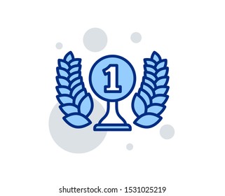 Laureate award line icon. Winner prize symbol. Prize with Laurel wreath sign. Linear design sign. Colorful laureate award icon. Vector