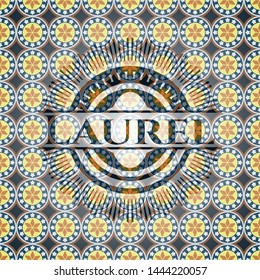 Laurel arabic badge background. Arabesque decoration.