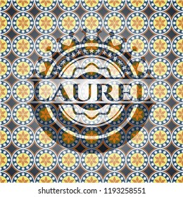 Laurel arabic emblem background. Arabesque decoration.