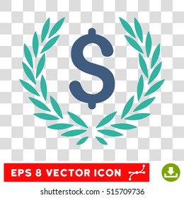 Laurel Bank Emblem EPS vector pictogram. Illustration style is flat iconic bicolor cobalt and cyan symbol.