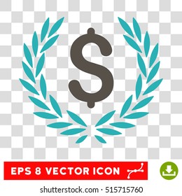 Laurel Bank Emblem EPS vector pictograph. Illustration style is flat iconic bicolor grey and cyan symbol.