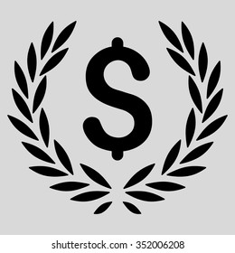Laurel Bank Emblem vector icon. Style is flat symbol, black color, rounded angles, light gray background.