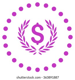 Laurel Bank Emblem vector icon. Style is flat circled symbol, violet color, rounded angles, white background.