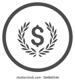 Laurel Bank Emblem vector icon. Style is flat circled symbol, gray color, rounded angles, white background.