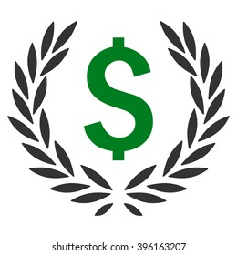 Laurel Bank Emblem vector icon. Style is bicolor flat symbol, green and gray colors, white background.