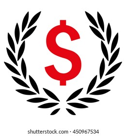 Laurel Bank Emblem vector icon. Style is bicolor flat symbol, intensive red and black colors, white background.