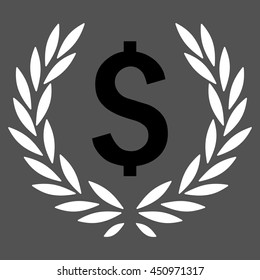 Laurel Bank Emblem vector icon. Style is bicolor flat symbol, black and white colors, gray background.
