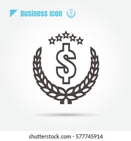 Laurel Bank Emblem vector icon. Style is flat symbol, black color, rounded angles, light black background. on white background