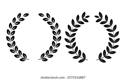 laurel  black   wreath  design  set vector  illustrator 