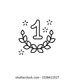 Laurel branch, first place icon. Simple line, outline vector of winning for ui a